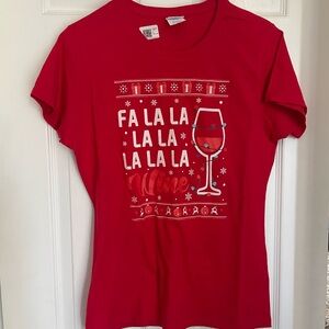 Red Graphic T-Shirt with Holiday Design